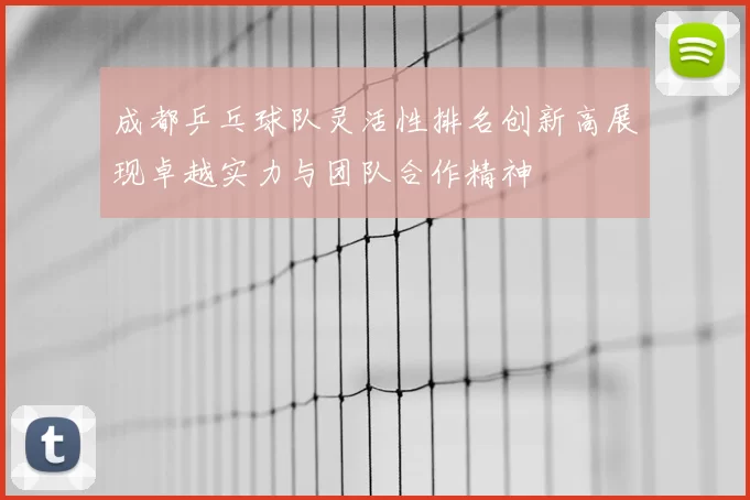 成都乒乓球队灵活性排名创新高展现卓越实力与团队合作精神